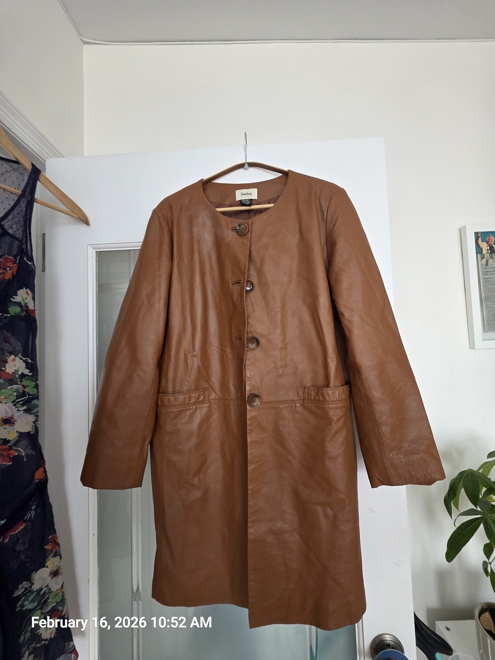 Neiman Marcus Tan Leather Trench Coat